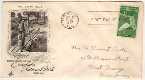 952 FDC - 1947 3c Everglades National Park