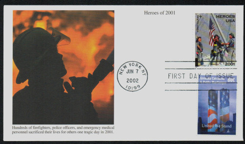 B2x FDC - 2002 34c&11c Heroes of'01 & 80c Grenada