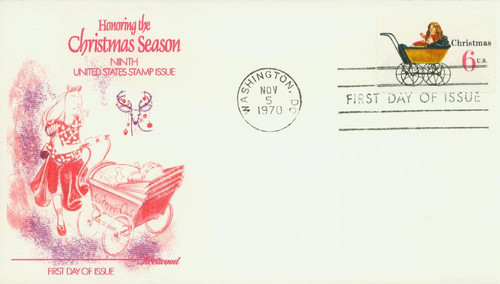 1418 FDC - 1970 6c Contemporary Christmas: Christmas Toys, Doll Carriage
