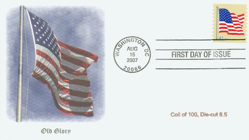 4188 FDC - 2007 41c American Flag, coil (AV)