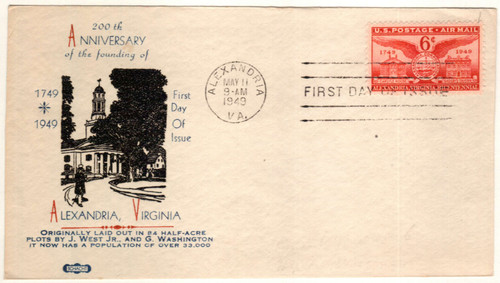 C40 FDC - 1949 6c Airmail Alexandria, VA