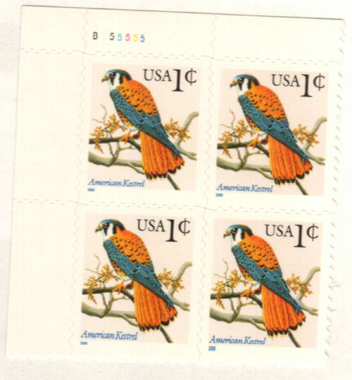 3031A PB - 2000 1c American Kestrel, blue inscription