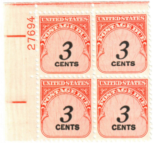 J91 PB - 1959 3c Postage Due - Rotary Press, carmine rose