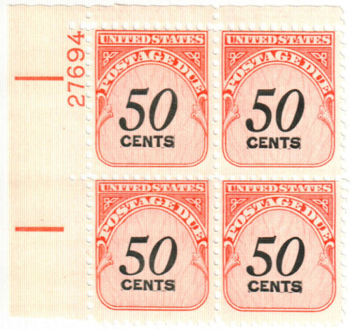 J99 PB - 1959 50c Postage Due - Rotary Press, carmine rose