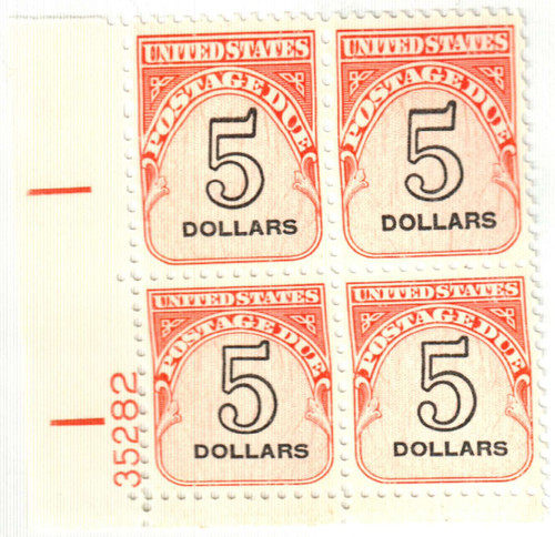 J101 PB - 1959 $5 Postage Due - Rotary Press - carmine rose