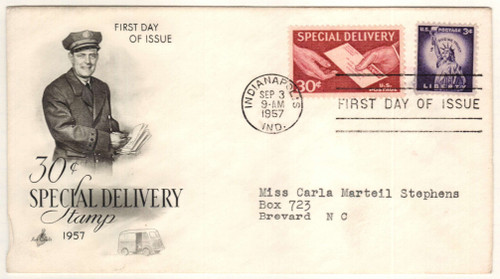 E21 FDC - 1957 30c Special Delivery - lake