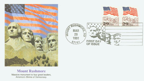 2523 FDC - 1991 29c Flag over Mount Rushmore