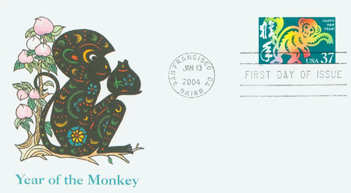 3832 FDC - 2004 37c Chinese Lunar New Year - Year of the Monkey
