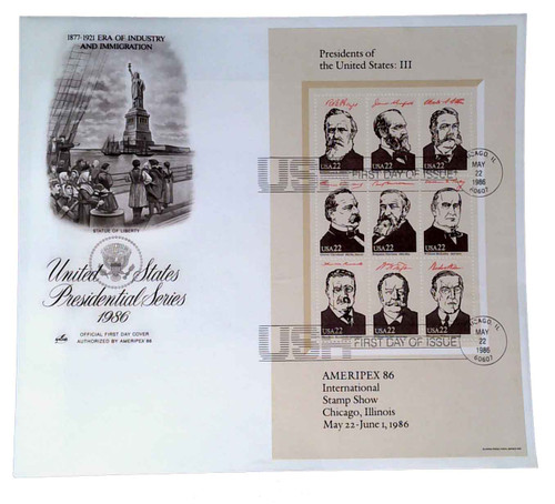 2218 FDC - 1986 22c AMERIPEX '86 Presidents a-i