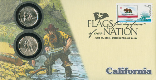 CNC14 FDC - 2008 42c Flags of Nation, CA coin