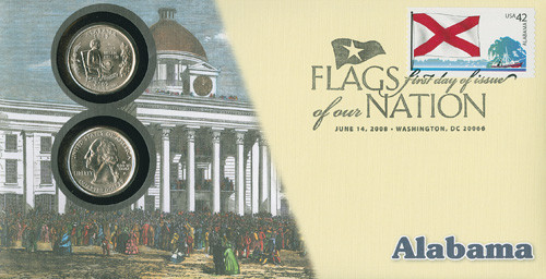 CNC17 FDC - 2008 42c Flags of Nation, AL coin FDC