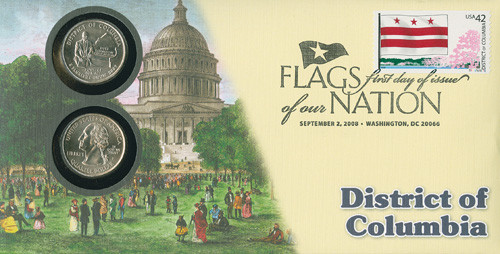 CNC24 FDC - 2008 42c Flags of Nation, DC coin FDC