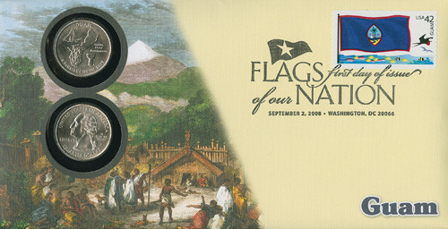 CNC27 FDC - 2008 42c Flags of Nation, Guam coin