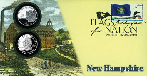 CNC53 FDC - 2010 44c Flags of Nation, NH Coin FDC