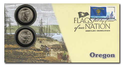 CNC63 FDC - 2011 44c Flags of Nation, OR Coin FDC