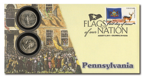 CNC64 FDC - 2011 44c Flags of Nation, PA Coin FDC