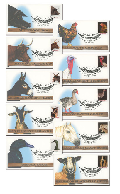 5583-92 FDC - 2021 First-Class Forever Stamps - Heritage Breeds