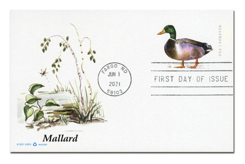 UX648 FDC - 2021 36c Mallard Single Reply Card