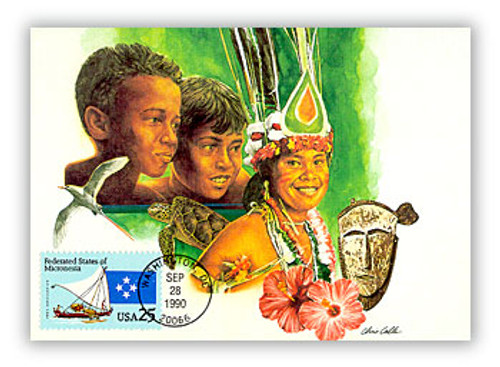 M90-35 FDC - 1990 25c US-Micronesia Maximum Card