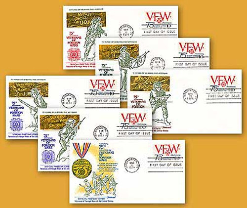 51681 FDC - 1974 V F W Anniversary, 6 First Day Covers