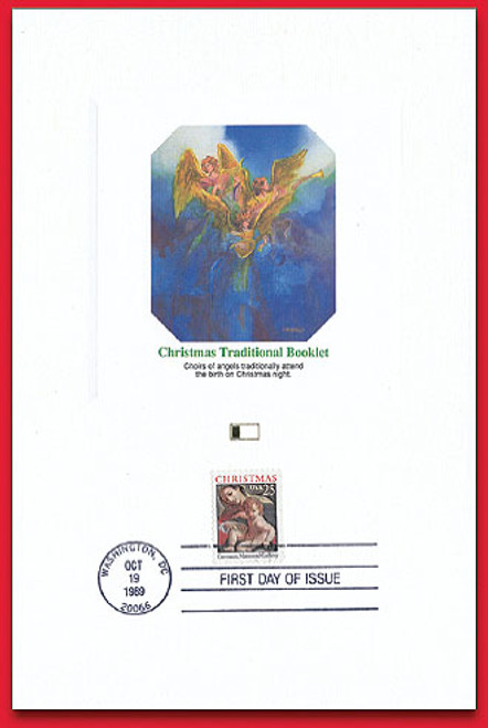 55749 FDC - 1989 25c Christmas Madonna Booklet Proofcard