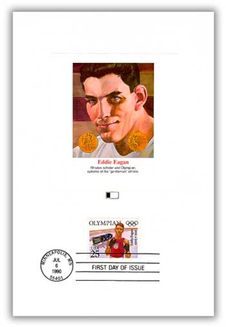 55816 FDC - 1990 Eddie Eagan 25c Proofcard