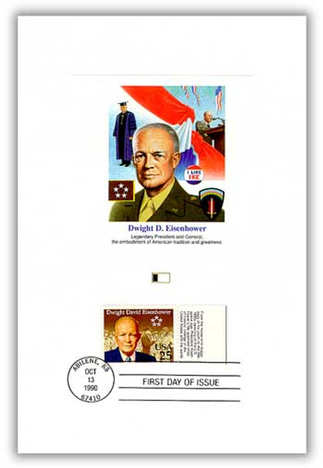 55838B FDC - 1990 25c Eisenhower/Life Tab Proofcard