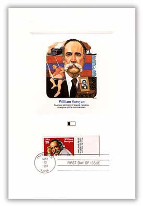 55871TC FDC - 1991 29c Saroyan tab Proofcard/joint issue