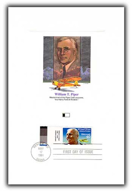 55885TA FDC - 1991 40c William Piper tab Proofcrd/1881-1970