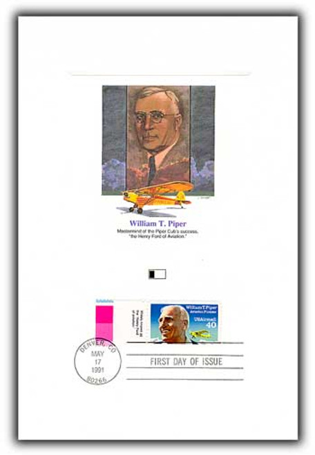 55885TC FDC - 1991 40c William Piper tab Proofcd/Henry Ford