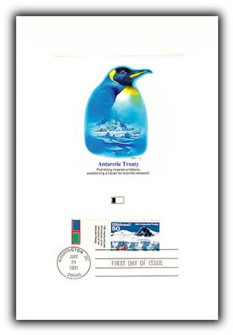 55887TA FDC - 50c Antarctic Treaty tab proofcrd/1991