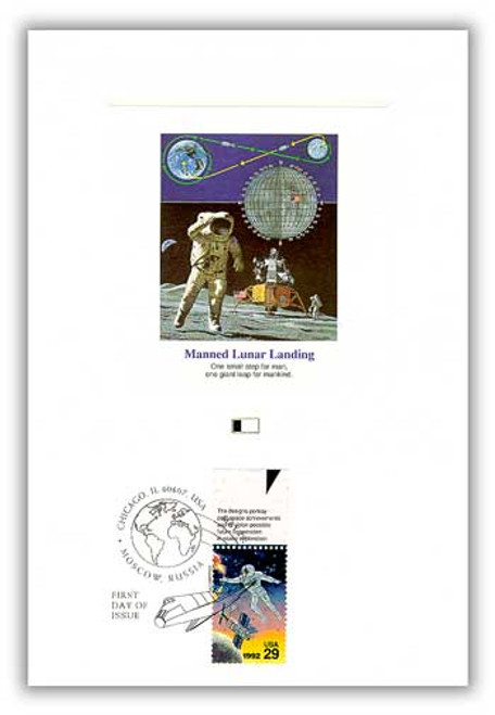55990TB FDC - 1992 US Space Lunar Landing/Achievement Tab