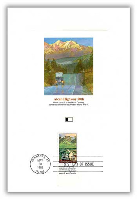 55994TC FDC - 1992 Alaska Highway-US/Canada Tab Proofcard