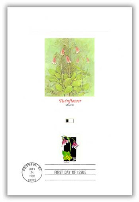 56020 FDC - 1992 29c Wildflowers: Twinflower Proof Card (#2665)