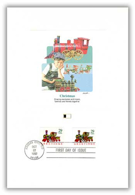 56084 FDC - 1992 Christmas Train Combo Proofcard