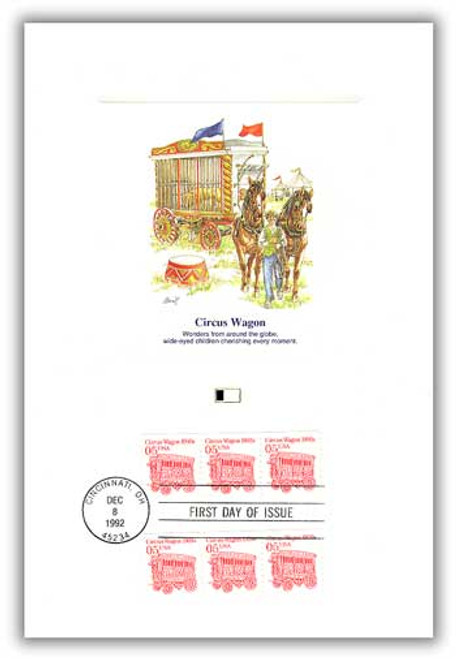 56094 FDC - 1992 5c Circus Wagon Coil