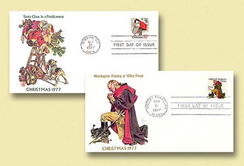 57019 FDC - 1988 Christmas 1977 Set of Two Covers