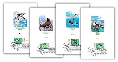 58648 FDC - 1990 25c Creatures of the Sea Tab PFCD Set #4