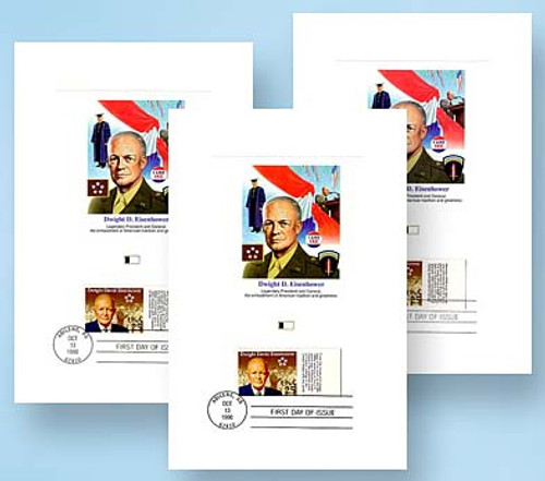 58654 FDC - 1990 Eisenhower Tab Proofcard Set of 3