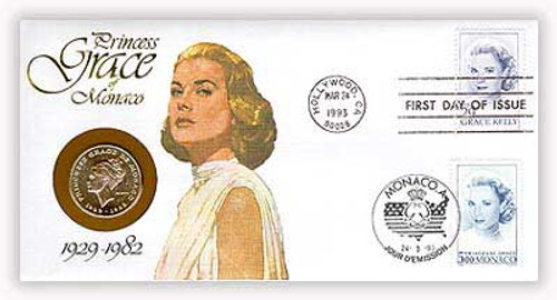 59284A FDC - 1993 Grace Kelly Coin First Day Cover
