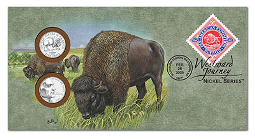 59734A FDC - 2005 Lewis & Clark Bison Nickel PNC