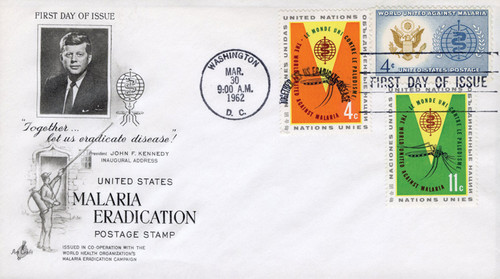 AC56 FDC - 1962 Joint Issue - US and United Nations - Malaria Eradication