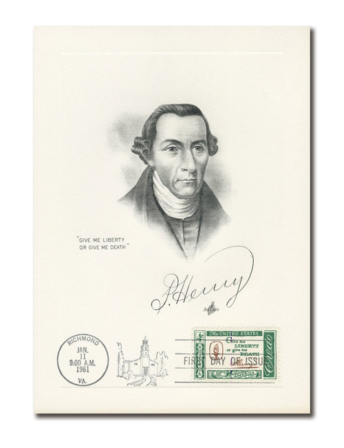 AC827 FDC - Patrick Henry First Day Portrait Card, #1144 Canceled on January 11, 1961