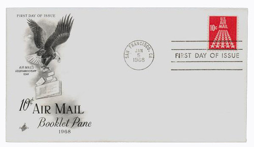 C72bs FDC - 1968 10c 50 Stars bklt single