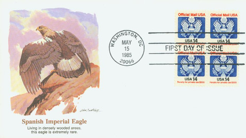 O129A FDC - 1985 14c Red, Blue and Black, Official Mail