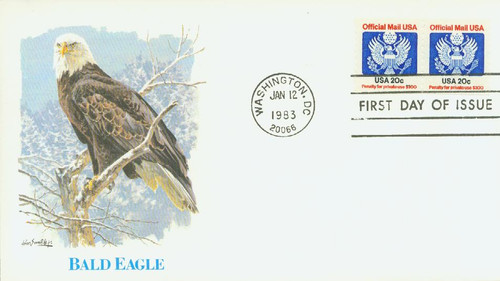 O135 FDC - 1983 20c Red, Blue and Black, Official Mail, coil