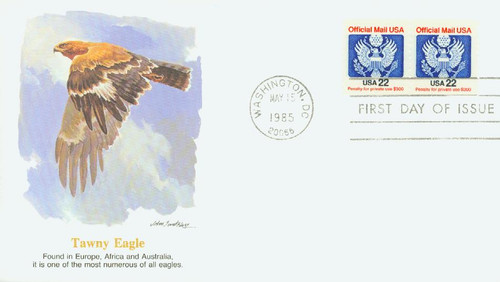 O136 FDC - 1985 22c Red, Blue and Black, Official Mail, coil