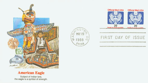 O138B FDC - 1988 20c Red, Blue and Black, Official Mail, coil