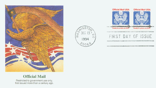 O152 FDC - 1994 32c Red, Blue and Black, Official Mail