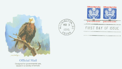 O155 FDC - 1995 20c Red, Blue and Black, Official Mail